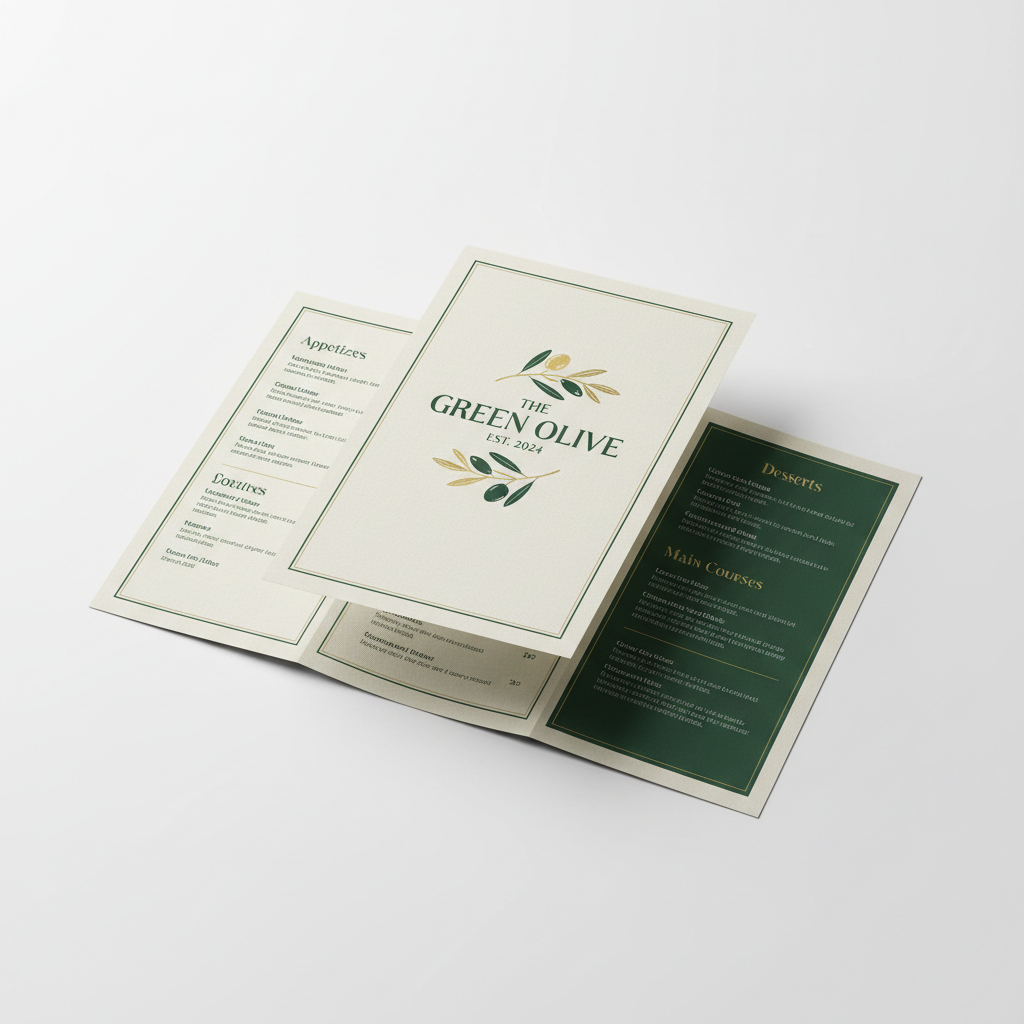Custom printed menu design by Bolton Prints